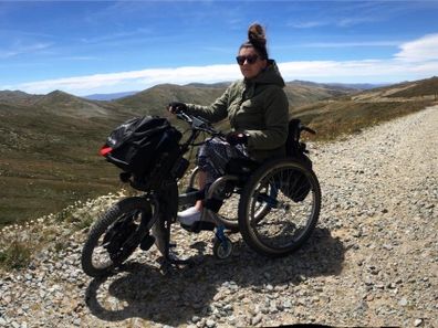 Allison Wilcox even mountain bikes on a special bike.