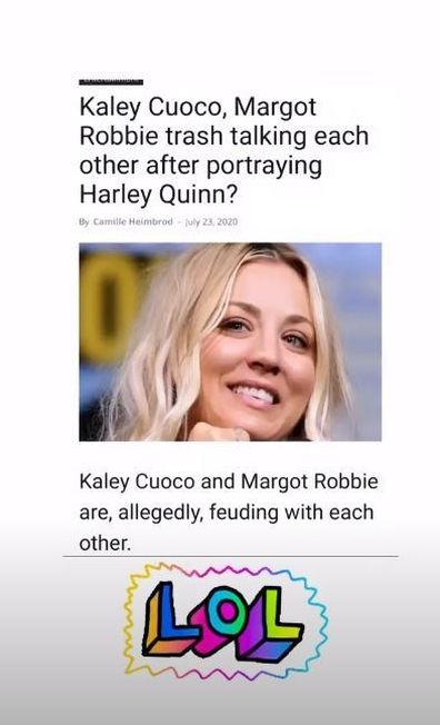Kaley Cuoco, Margot Robbie, feud, Instagram, post, response