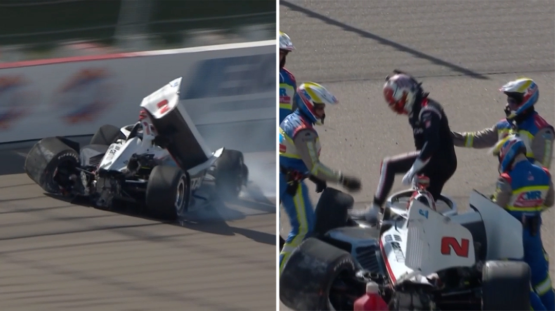 Despondent driver tears up after crashing out of IndyCar race lead