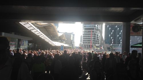 The sea of people leaving Docklands, bypassing Southern Cross Station. (Mike Hurley)