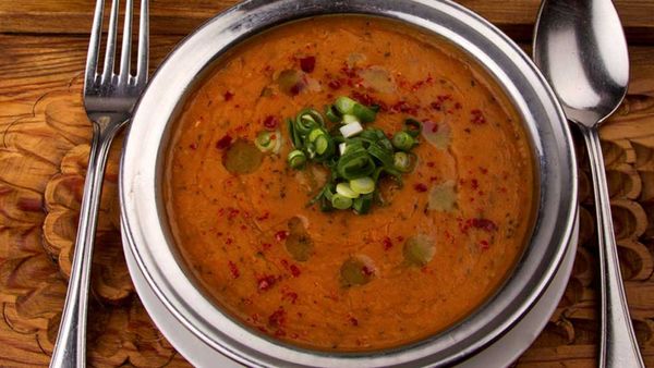 Red lentil and bulgur soup