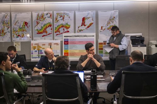 Members of the New York City Emergency Management Department hold a meeting on Friday, April 5, 2024 in New York