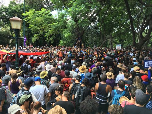 Up to 1,500 people joined a "Invasion Day" rally in Brisbane (Supplied).