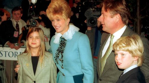 Ivana Trump with her children Ivanka and Eric and her soon-to-be second husband  Ricardo Mazuchelli. (AAP)