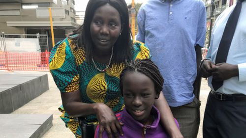 Sunday Mabior, a Sudanese refugee, is now 13 years of age and confined to a wheelchair. Picture: AAP