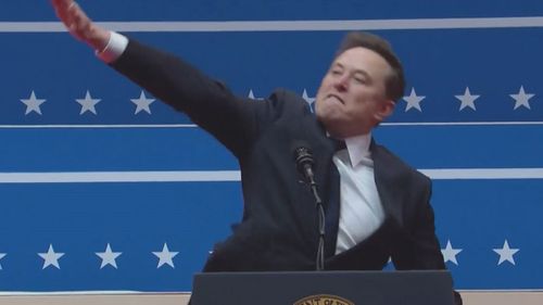 Elon Musk appearing to do a Nazi salute at a Trump inauguration event.