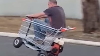 Adelaide man's motorised trolley fun.