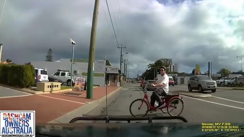 The car attempted to stop but slammed straight into the cyclist. (Dashcam Owners Australia)