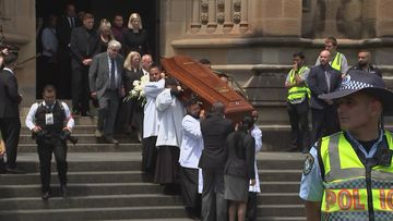 Priests and mourners have made their way out of St Mary&#x27;s Cathedral alongside George Pell&#x27;s casket. 