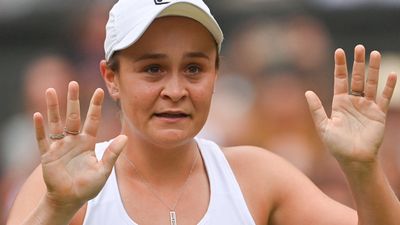 Barty celebrates her 2021 Wimbledon victory