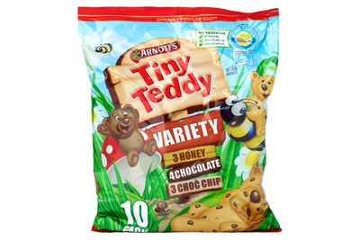 Tiny Teddy Chocolate:
0.5g sugar per biscuit (1 teaspoon = 4g sugar)