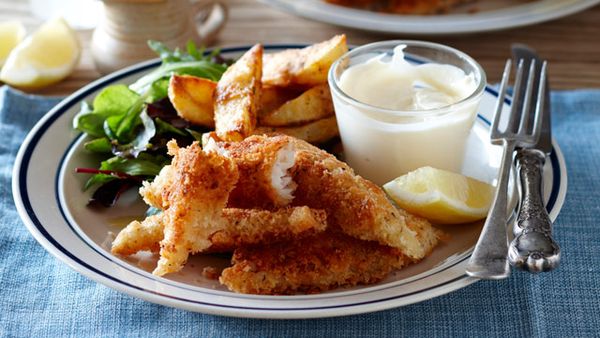 Crunchy fish goujons and wedges