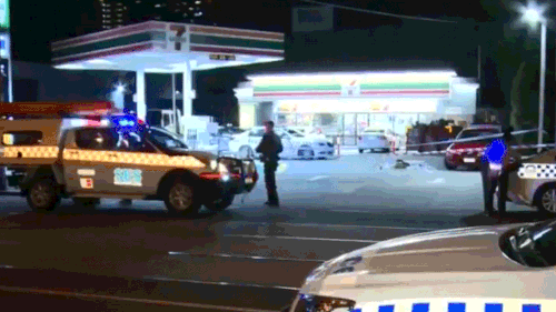 The man died at the 7 Eleven service station in Richmond. (9NEWS)