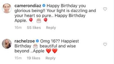 Gwyneth Paltrow, daughter Apple, 16th birthday, greetings, comments