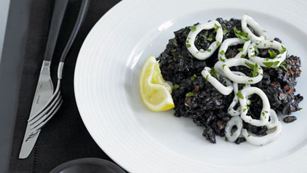 Arroz negro (Squid with rice cooked in squid ink)