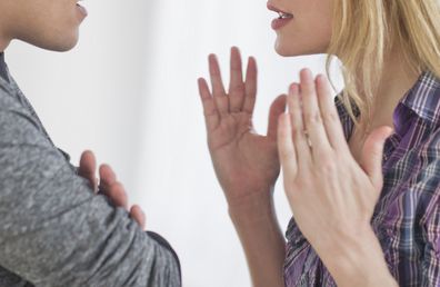 Two women speaking