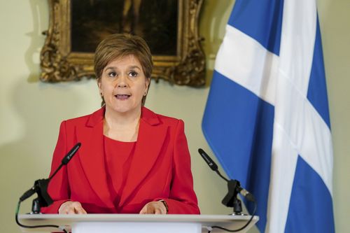 Nicola Sturgeon speaks during a press conference at Bute House in Edinburgh, Wednesday, Feb. 15 2023. 