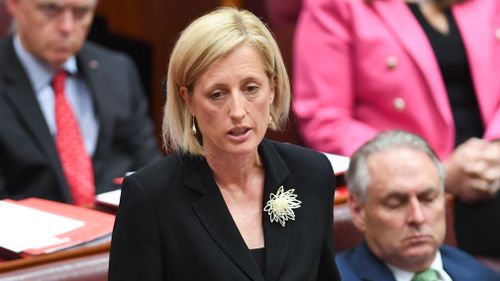 Senator Katy Gallagher left parliament after referring herself to the Court of Disputed Returns. (AAP)