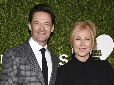 Hugh Jackman and wife Deborra-Lee Furness attend the God's Love We Deliver Golden Heart Awards at Spring Studios on Tuesday, Oct. 16, 2018, in New York. 