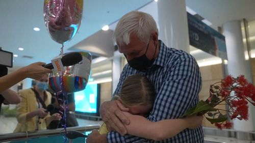 Grandfather Bernie reunited with his grand-daughter Charlotte. 