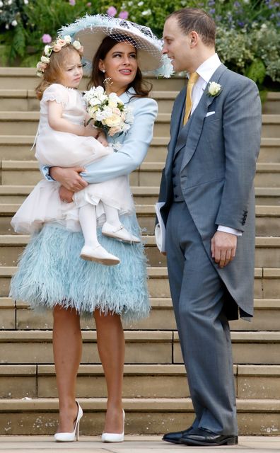 Lady Windsor, Isabella and Lord Windsor attend the wedding of Lady Gabriella Windsor and Thomas Kingston.