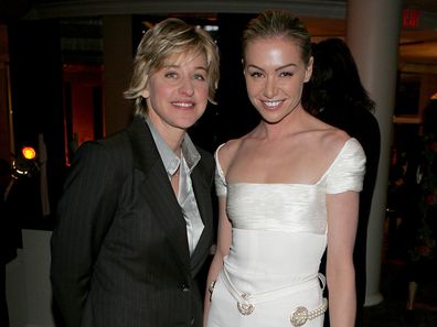 BEVERLY HILLS, CA - JANUARY 16:  Actresses Ellen DeGeneres and Portia de Rossi pose at the Fox Golden Globe After Party at the Beverly Hilton Hotel on January 16, 2004 in Beverly Hills, California.  (Photo by Frazer Harrison/Getty Images)