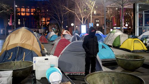 The tent city residents living in Martin Place.