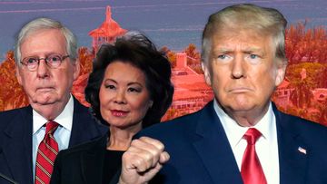 Mitch McConnell, Elaine Chao and Donald Trump.