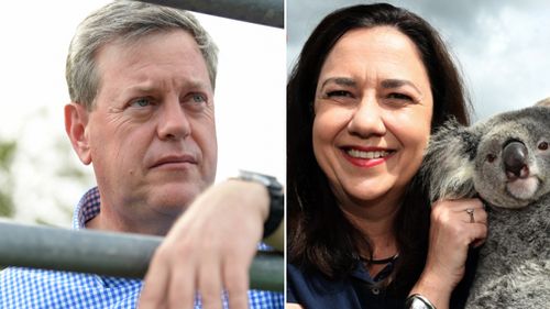 LNP leader Tim Nicholls and Premier Annastacia Palaszczuk. (AAP)