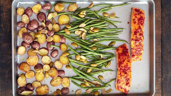 One-pan harissa salmon