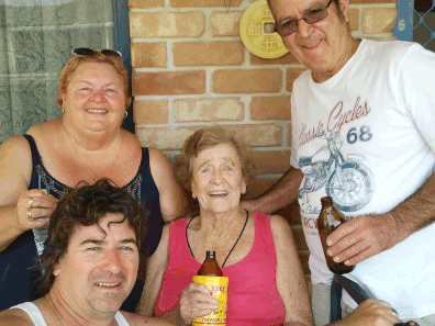 Gaye, Lorraine Cohen (my adopted Mum) 2 brothers, Grant Cohen sitting & Greg Cohen.
