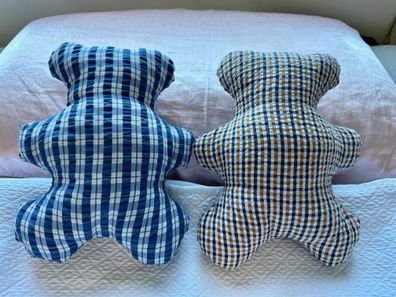 Remembrance teddy bears made from Jane Black's late father's shirts