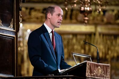 Prince William, Prince of Wales reads Luke 2: 1-7 during the Royal Carols - Together At Christmas service at Westminster Abbey on December 8, 2023 in London