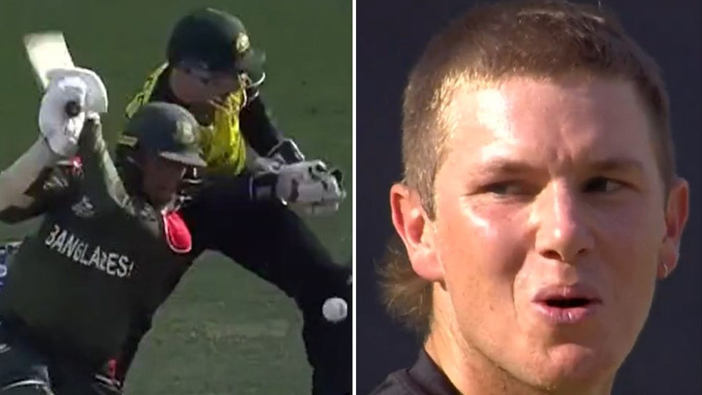 Matthew Wade drops Adam Zampa hat-trick ball, cops spray as Australia steamroll Bangladesh