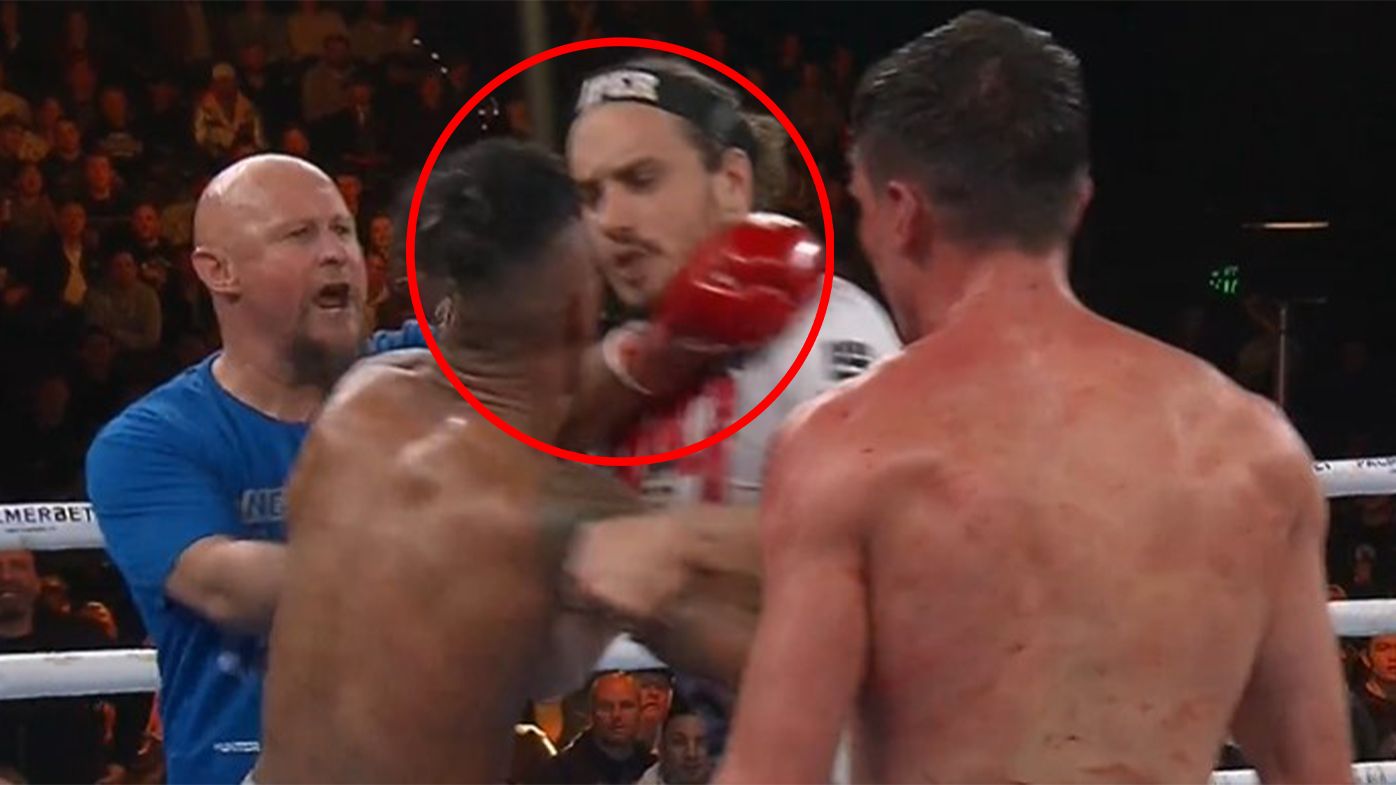Undercard fight descends into chaos as 'wild' Hunter Ioane turns on rival trainer