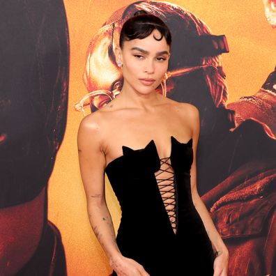 Jason Momoa's stepdaughter Zoë Kravitz attends The Batman world premiere on March 1 in New York City. 