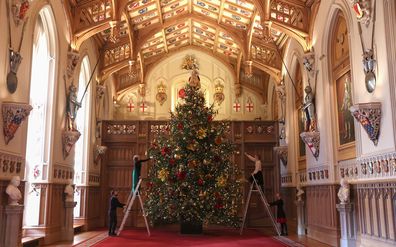 Christmas tree in St Georges Hall, Windsor Castle