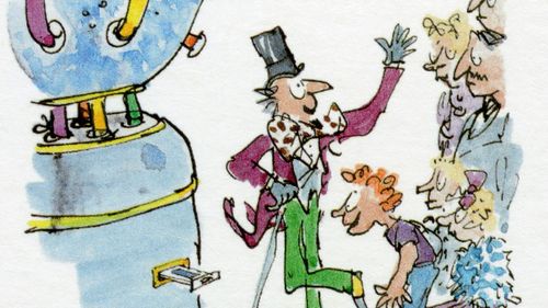 An illustration taken from the Roald Dahl book Charlie and the Chocolate Factory