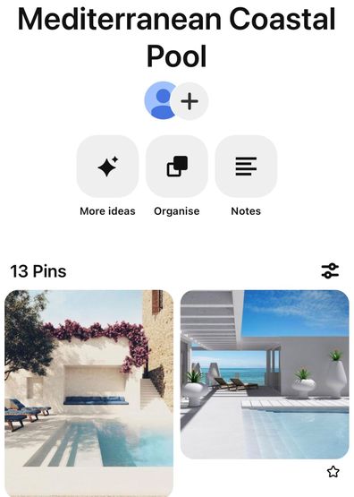 Pinterest board with images in a Mediterranean coastal style