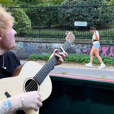 Ed Sheeran serenading runners along canal