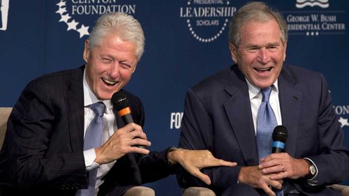 Former presidents Bill Clinton and George W Bush. (AAP)