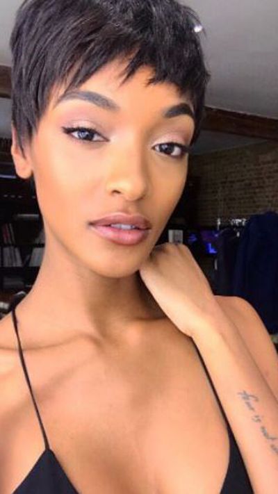<p>Victoria Secret's angel Jourdan Dunn's pixie cut may be super short but the differing hair textures  allow for a soft and feminine-looking fringe to be styled.</p>
<p><strong> </strong></p>
<p><em>Style Tip</em></p>
<p>Use a styling serum or lightweight wax to give your hair added texture and grit that will hold it in place throughout the day. </p>