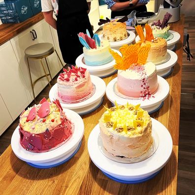 Finished Ombre cakes from the class at The Big London Bake East 