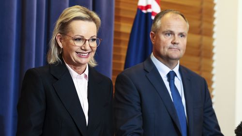 Liberal leader Sussan Ley and Deputy Liberal leader Ted O'Brien at a press conference at Parliament House in Canberra