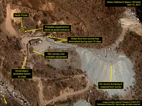 A satellite image of the Punggye-ri nuclear test site in North Korea. (AP)