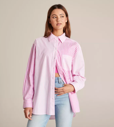 The Lily Loves Oversized Poplin Shirt looks just like the button ups listed by designer brands for $1000.