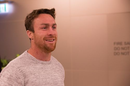 Sharks star James Maloney front the meeting. (AAP)