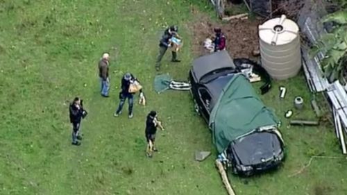 Police swooped on the vehicle parked in Kilsyth this afternoon. (9NEWS)