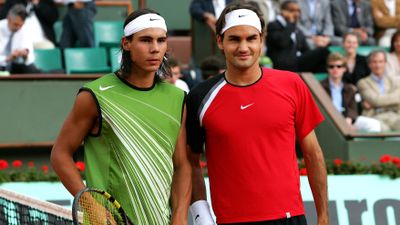 The rivalry begins: French Open 2005 semi-finals v Rafael Nadal (L)