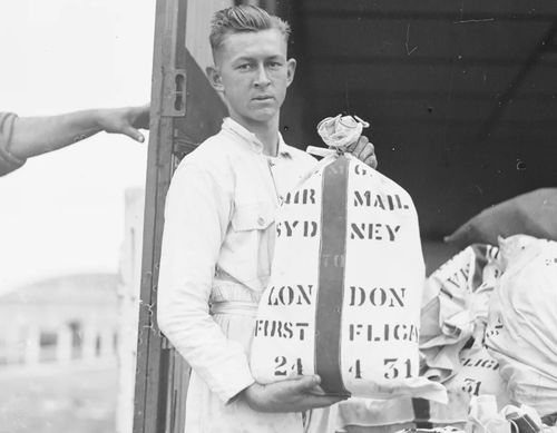 Some of the mail sent on the first trial flight from Australia to England.